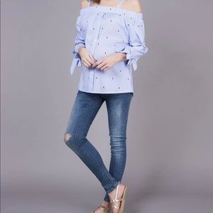 Seraphine Off the Shoulder Ladybug Maternity Top Size 10